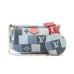 Louis Vuitton Multi Pochette Accessoires Shoulder Bag Denim Leather Monogram